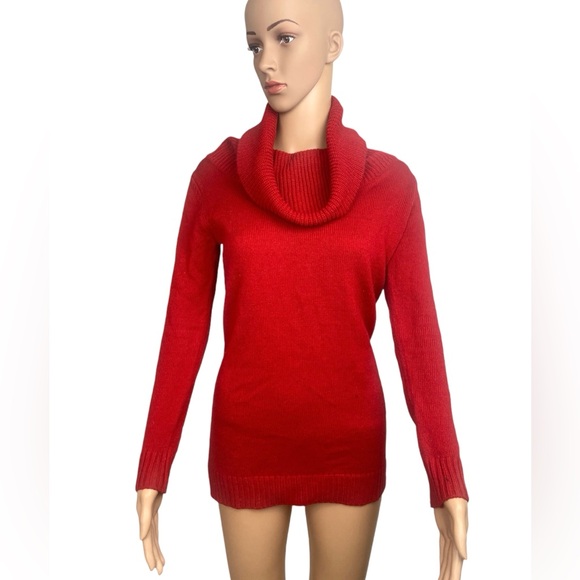 Forever 21 Red Cowlneck Long Sleeve Women’s Sweater Slim Fit Size Small - Picture 9 of 10